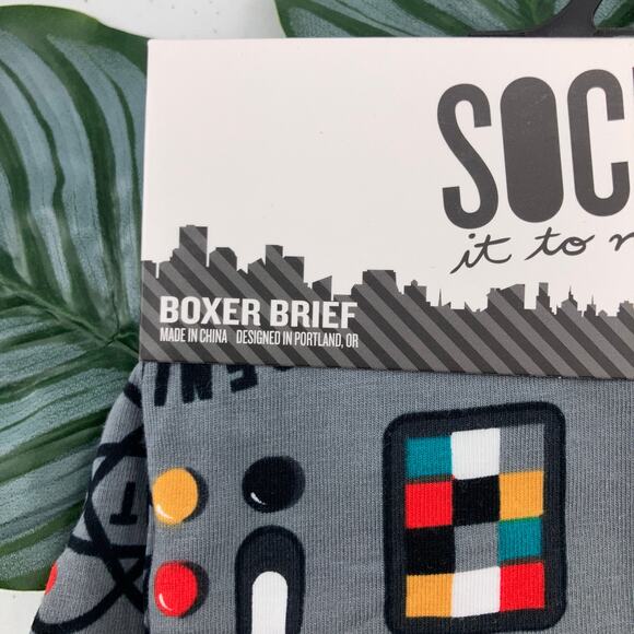 Sock It To Me Gray Black Science Genius Tech Atom Stretch Novelty Boxer Brief - Picture 5 of 7